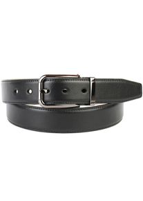 Anthoni Crown, Herren, Lederg&uuml;rtel mit gl&auml;nzender Dornschlie&szlig;e und Ton in Ton Ziernaht, schwarz, schwarz, Hochwertiges Kalbsleder