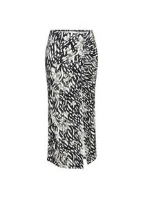 Lascana, Damen, Jerseyrock mit seitlicher Raffung und Schlitz, Midirock im Alloverprint, creme-graublau bedruckt, 38, creme-graublau bedruckt, Bund 