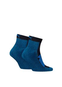 Puma, Damen, Kurzsocken &raquo; UNISEX BWT CUSHIONED QUARTER 2P&laquo; 2 Paar, Zweifarbig, Rippenb&uuml;ndchen, navy / grey / strong blue, 39-42, Quarter-Socks von 
