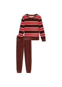 Schiesser, Damen, Schlafanzug &raquo;Comfort Nightwear&laquo; Baumwollmischung, Rundhals-Ausschnitt, lang&auml;rmelig, Velour-Qualit&auml;t, burgund, 48, Damen-Schlafanzug 