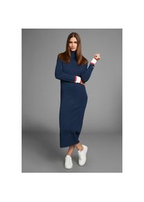 HECHTER PARIS, Damen, Strickkleid Ohne Tasche mit Kontraststreifen, navy, N-Gr, 44 - N-Gr, navy, Bequemer Feinstrick mit dehnbarer Struktur f&uuml;r hohen 