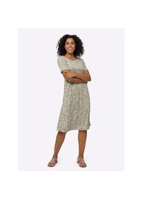 Classic Basics, Damen, Jerseykleid &raquo;Jersey-Kleid&laquo; Eingrifftaschen, eucalyptus-rosenquarz-bedruckt, 48 - Normalgr&ouml;&szlig;en, Millefleurs-Dessin