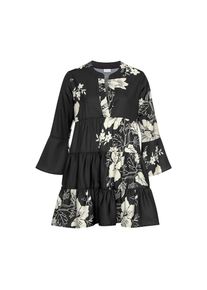 Lascana, Damen, Blusenkleid in weiter Form mit Volants und Blumenprint, Tunikakleid, Strandkleid, schwarz-creme, N-Gr, 36/38 - N-Gr, schwarz-creme, 