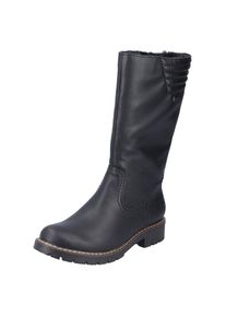 Rieker, Damen, Winterstiefel , Winterboots, Blockabsatz, wasserabweisende RiekerTEX-Membran, schwarz, 40, schwarz, Mit Ziersteppungen am oberen 