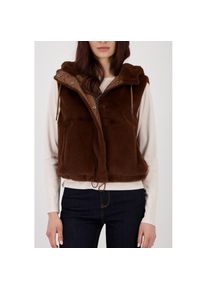 monari, Damen, Fellimitatweste Regular fit mit Kapuze, whisky, 38, whisky, Stylische Pl&uuml;schweste von monari