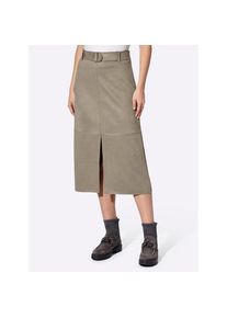 Heine, Damen, Lederimitatrock, schlamm, 40, schlamm, Gehschlitz vorne