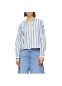 s.Oliver, Damen, Langarmbluse mit R&uuml;schen und Glitzergarn, BLUE, 36, Bluse von s.Oliver