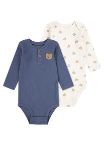 HUGGIES babywear, Unisex, Langarmbody &raquo;HUGB 2PK BODYSUIT&laquo; Packung, 2 Stk. in gerippter Struktur, HUGGIES VINTAGE INDIGO, 4 (74), Langarm-Body von 