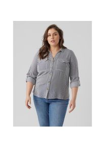 Vero Moda Curve, Damen, Hemdbluse &raquo;VMBUMPY L/S SHIRT NEW CURVE GA NOOS&laquo;, Snow White Stripes:India ink, 44, Bluse von Vero Moda Curve