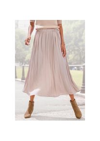 Lascana, Damen, Maxirock mit Plisseefalten, edel gl&auml;nzende Ware, champagner, 34, champagner, Faltenrock aus edel gl&auml;nzender Ware