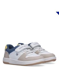 Tommy Hilfiger, Unisex, Sneaker Jungenschuh, Skaterschuh, Klettschuh im Retro Look, wei&szlig;-beige-blau, 27, Sneaker von Tommy Hilfiger in toller 