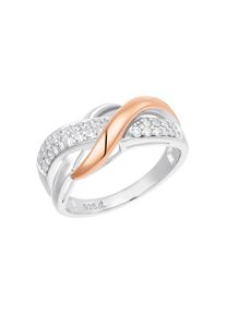 Amor, Damen, Fingerring &raquo;Twisted&laquo; mit Zirkonia (synth.), ros&eacute;goldfarben-wei&szlig;, ros&eacute;goldfarben-wei&szlig;, Zweifarbiger Ringe f&uuml;r Damen von Amor