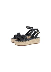 Tommy Hilfiger, Damen, Keilsandalette &raquo;LEATHER ROPE REAL ESPAD SANDAL&laquo; , Plateau, Sommerschuh, Riemchensandale mit verstellbarer Schnalle, schwarz, 39