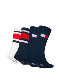Tommy Hilfiger, Herren, Socken &raquo;TH KIDS SOCK 4P FLAG & SPORT STRIPE ECOM&laquo; 4 Paar, mit verst&auml;rkten Fersenbereichen, navy, 39-42, Kindersocken von Tommy