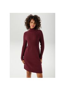 Aniston CASUAL, Damen, Strickkleid mit Zopfmuster im Oberteil und den langen &Auml;rmeln, bordeaux, N-Gr, 40 - N-Gr, bordeaux, Kleid aus weicher Feinstrick