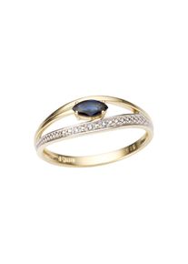 Firetti, Damen, Goldring &raquo;Schmuck Geschenk Gold 333 Damenring Goldring Edelstein Farbstein&laquo; mit Saphir - mit Brillanten, gelbgoldfarben-wei&szlig;goldfarben