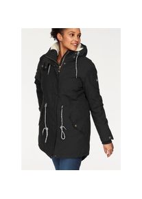 Polarino, Damen, Funktionsparka mit Kapuze Obermaterial wasser-/winddicht & atmungsaktiv, verschwei&szlig;te N&auml;hte, schwarz, 48, Warm wattierter Winterparka