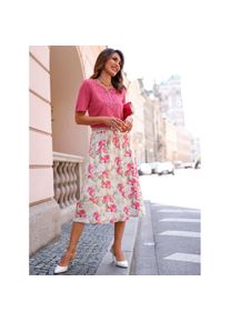 Lady, Damen, Jerseyrock, ecru-fuchsia-bedruckt, 52, ecru-fuchsia-bedruckt, mit 95% Viskose