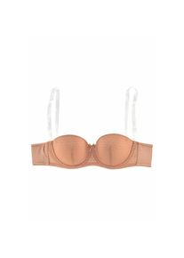 Nuance, Damen, Schalen-BH mit B&uuml;gel aus Spitze mit abnehmbaren, transparenten Tr&auml;gern, Dessous, nougat, Cup D, 105 - Cup D, nougat, Tr&auml;gerloser 