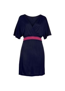 Lascana, Damen, Jerseykleid mit breitem Bund, Sommerkleid in Wickeloptik, Strandkleid, marine, N-Gr, 34 - N-Gr, marine, V-Ausschnitt in Wickeloptik