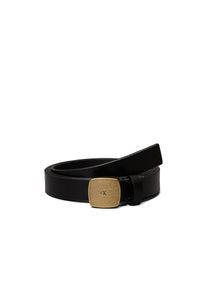 Calvin Klein Jeans, Damen, Lederg&uuml;rtel &raquo;CASUAL PLAQUE BUCKLE 20MM&laquo; mit gro&szlig;er Schnalle, Black/Tumbled Gold, Black/Tumbled Gold, Lederg&uuml;rtel von Calvin