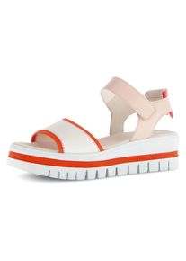 Gabor, Damen, Keilsandalette , Plateau, Riemchensandale, Sommerschuh mit Fersenpolsterung, creme-ros&eacute;-rot, 38, Sandalette mit farbenfrohem 