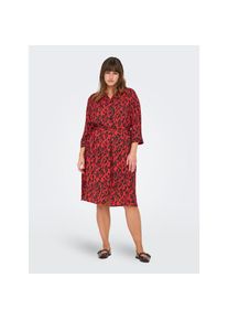 Only CARMAKOMA, Damen, Blusenkleid &raquo;CARHARMONY LIFE 3/4 BLK DRESS AOP BS&laquo; Sommerkleid, Poppy Red AOP:UPSCALED LEO, 42 - N-Gr, Bedrucktes Kleid von 