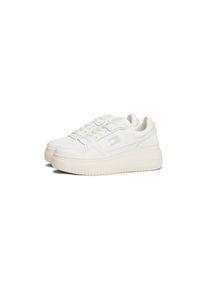 Tommy Jeans, Damen, Keilsneaker &raquo;TJW RETRO BASKET FLATFORM&laquo; , Keilabsatz, Plateau, Freizeitschuh, Schn&uuml;rschuh mit Lochmuster, ecru-ivory, 40, 