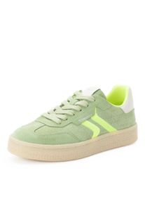 Tamaris, Damen, Plateausneaker Freizeitschuh, Halbschuh, Schn&uuml;rschuh im Retro-Look, mint-neongr&uuml;n, 37, Trendiger Schn&uuml;rer mit Kontrastbesatz und 