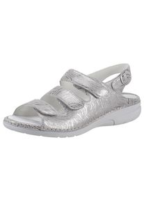 Waldl&auml;ufer Waldl&auml;ufer, Damen, Riemchensandale &raquo;GUNNA&laquo; , Sommerschuh, Sandalette, Keilabsatz, in Metallic-Optik, G-Weite, grau-metallic, 7 (40,5), grau-metallic, 