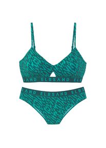 ELBSAND, Damen, Bustier-Bikini mit Markenschriftzug, petrol bedruckt, 34 - Cup C/D, Modischer Animalprint