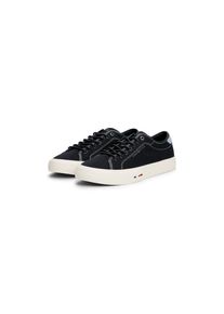 Tommy Hilfiger, Damen, Sneaker &raquo;TH HI VULC STREET CANVAS&laquo; , Freizeitschuh, Halbschuh, Schn&uuml;rschuh mit Logoflag im Plateau, dunkelblau, 45, dunkelblau,