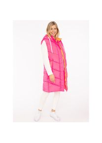 Zwillingsherz, Damen, Steppweste &raquo;"Strandgl&uuml;ck"&laquo; seitlicher Print, Kapuze, Taschen, modisch, Kontrastdetails, Neonpink, M, Neonpink, Damen-Steppweste 