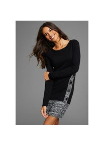 Laura Scott, Damen, Strickkleid mit modischer Zierknopfleiste, schwarz, N-Gr, 42 - N-Gr, schwarz, Feminines Kleid von Laura Scott