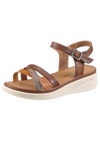 Josef Seibel, Damen, Sandale &raquo;Sevran 02&laquo; , Plateausandale, Keilsandale mit modischer Kreuzbandage, cognac-multi, 37, Komfortable Sandalette mit 