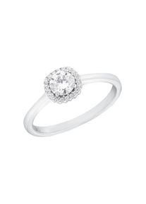 Amor, Damen, Fingerring &raquo;Uni Chic&laquo; mit Zirkonia (synth.), silberfarben-kristallwei&szlig;, 60, Royaler Ring f&uuml;r Damen