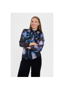 Saint Tropez, Damen, R&uuml;schenbluse &raquo;LiljaSZ Crinkle LS Shirt&laquo; Regular fit, Chiffon, R&uuml;schen, Black Mirage Mist, XS, Feminine Bluse von Saint Tropez