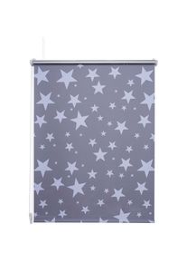 Liedeco, Seitenzugrollo &raquo;Druckdesign Sterne&laquo; verdunkelnd energiesparend ohne Bohren freih&auml;ngend Klemmfix Rollo Design Sterne, grau/wei&szlig;, Metall, 