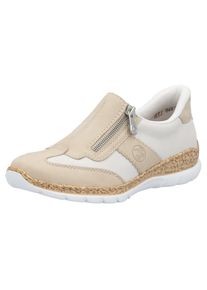 Rieker, Damen, Slip-On Sneaker , Halbschuh, Freizeitschuh, mit Rei&szlig;verschluss und MemoSoft-Innensohle, hellbeige-creme, 37, hellbeige-creme, Ready2GO 