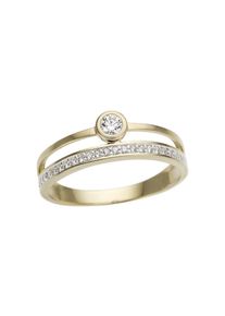 Firetti, Damen, Fingerring &raquo;Schmuck Geschenk Gold 333 Damenring Goldring&laquo; mit Zirkonia (synth.), gelbgoldfarben-wei&szlig;goldfarben-kristallwei&szlig;, 19, 