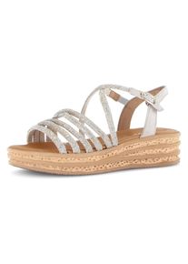 Gabor, Damen, Keilsandalette , Plateau, Sommerschuh, Riemchensandale mit Best Fitting-Ausstattung, platinfarben-hellgrau, 37, Sandalette mit kleinen 