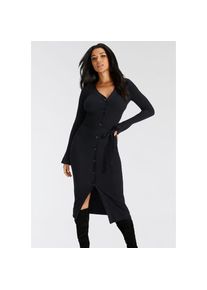 Bruno Banani, Damen, Strickkleid wadenlang, elegant und feminin, aus Viskosemischung, schwarz, N-Gr, 34 - N-Gr, schwarz, Eng anliegende Passform 