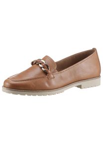 Tamaris, Damen, Loafer Chunky Slipper, Business Schuh mit trendiger Flechtkette, cognac, 37, Modischer Business-Slipper zum Schlupfen