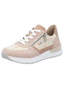 Rieker, Damen, Keilsneaker , Halbschuh, Freizeitschuh, Casual-Schn&uuml;rschuh im Materialmix, ros&eacute;-offwhite, 37, Sneaker mit seitlichem Rei&szlig;verschluss