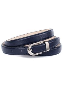 Anthoni Crown, Damen, Lederg&uuml;rtel in schmaler Form mit kleiner Schlie&szlig;e, bombiert, genarbt, dunkelblau, 75, Aus formstabilem Leder gefertigt