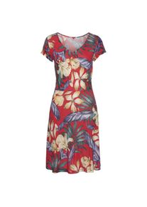Lascana, Damen, Sommerkleid mit V-Ausschnitt im Alloverdruck, T-Shirtkleid aus Jersey, Strandkleid, rot-blau-bedruckt, N-Gr, 34 - N-Gr, rot-blau-