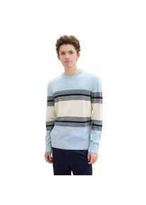 Tom Tailor Denim, Herren, Strickpullover mit Blockstreifen, kentucky blue white colorblock, XL, kentucky blue white colorblock, Pullover von TOM 