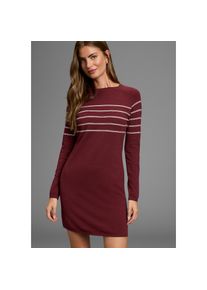 Laura Scott, Damen, Strickkleid Ohne Taschen in figurnaher Form mit Zierstreifen, bordeaux, N-Gr, 34 - N-Gr, bordeaux, Strickkleid von Laura Scott