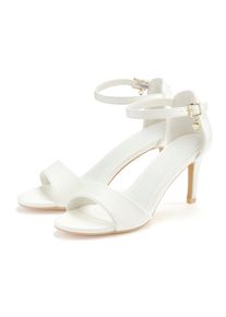 Lascana, Damen, High-Heel-Sandalette &raquo;Sommerschuh&laquo; Sandale, Sandalette, Riemchensandalette VEGAN, wei&szlig;, 41, Angenehme Absatzh&ouml;he von 8 cm