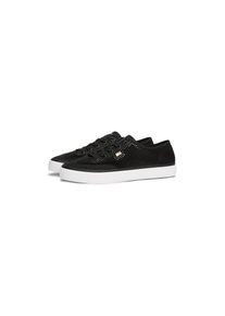 Tommy Hilfiger, Damen, Plateausneaker &raquo;TH OPEN MESH VULC SNEAKER&laquo; , Freizeitschuh, Halbschuh, Schn&uuml;rschuh mit Logoflagge, schwarz, 41, schwarz, 